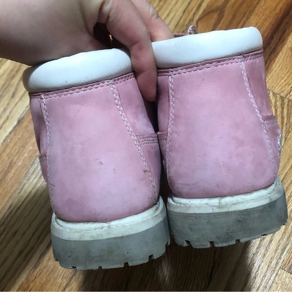 RARE!! Timberland Women’s Pink/White Leather Lace Up Boots Size 8 - Picture 5 of 8